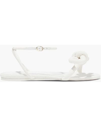 Zimmermann Leather-trimmed Bow-embellished Suede Sandals - White