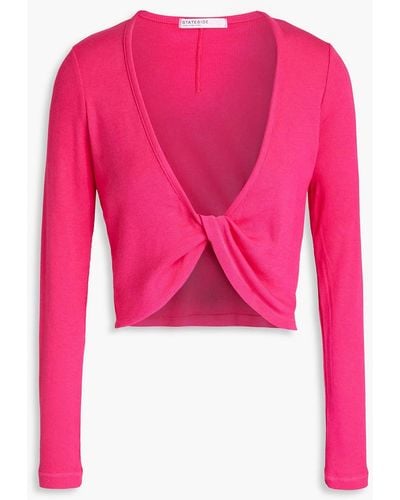 Stateside Cropped Twisted Stretch Supima Cotton And Micro Modal-blend Top - Pink
