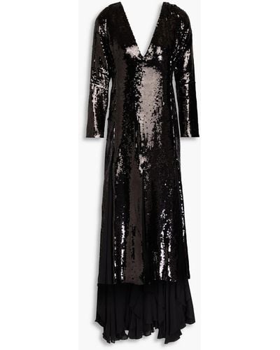 Khaite Rova Sequined Crepe De Chine Maxi Dress - Black