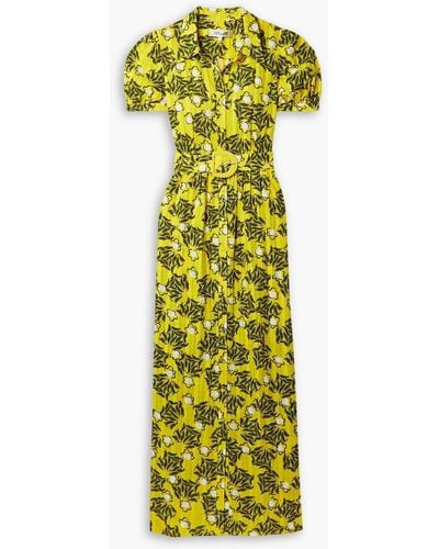 Diane von Furstenberg Paddy Printed Cotton-jacquard Maxi Shirt Dress - Yellow