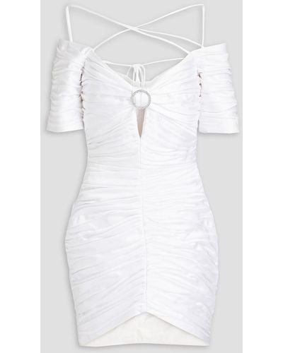 Rasario Gerafftes minikleid aus satin mit cut-outs - Weiß