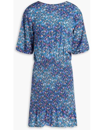 Sandro Spinelle Cutout Floral-print Jersey Dress - Blue