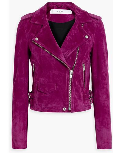 IRO Ashley Suede Biker Jacket - Purple