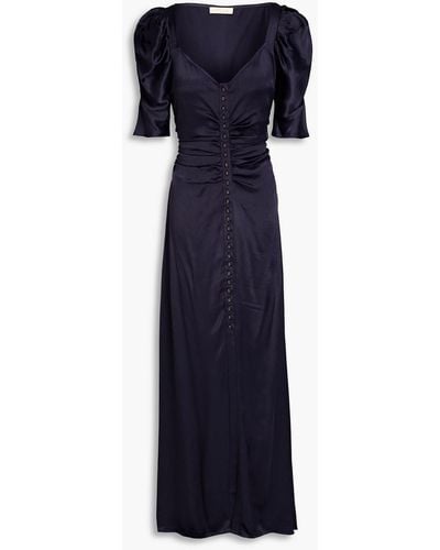 byTiMo Ruched Satin-crepe Maxi Dress - Blue