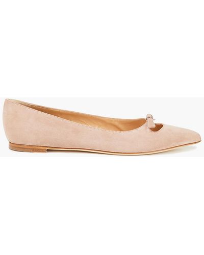 Sergio Rossi Cutout Knotted Suede Point-toe Flats - Pink