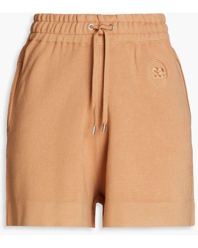 Sandro Floride Embroidered Knitted Shorts - Natural
