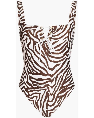 Heidi Klein Zebra-print Stretch-piqué Underwired Swimsuit - Multicolour