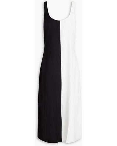 Solid & Striped Anne-marie Satin-paneled Open-back Crepe Midi Dress - Black