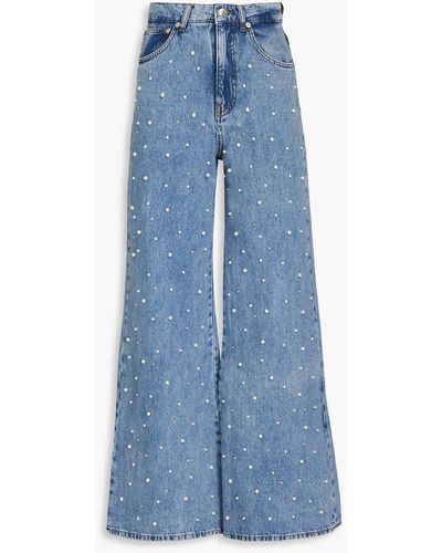 Maje Embellished High-rise Wide-leg Jeans - Blue