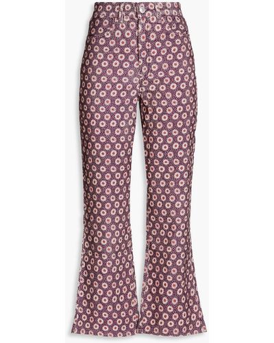 RE/DONE 70s Floral-print Cotton-corduroy Kick-flare Trousers - Red