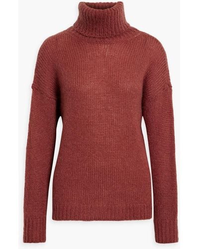 Iris & Ink Remi Mohair-blend Turtleneck Sweater - Red