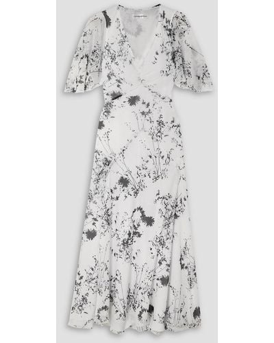 Victoria Beckham Floral-print Chiffon Midi Dress - Grey