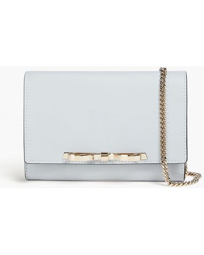 Red(V) Bow-embellished Leather Clutch - White