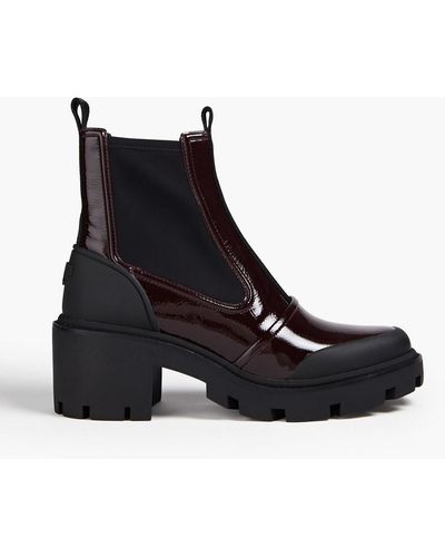 Tory Burch Patent-leather Chelsea Boots - Black