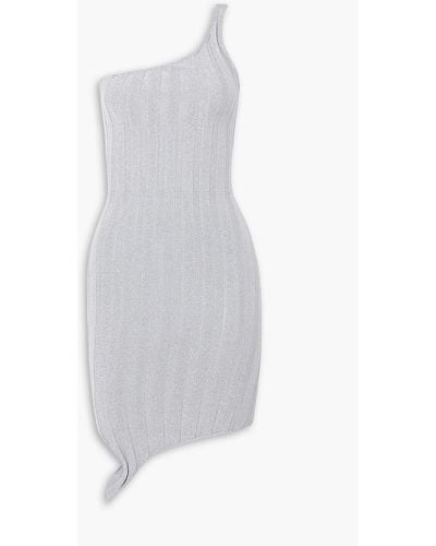 Ioannes Serpent One-shoulder Ribbed-knit Mini Dress - White