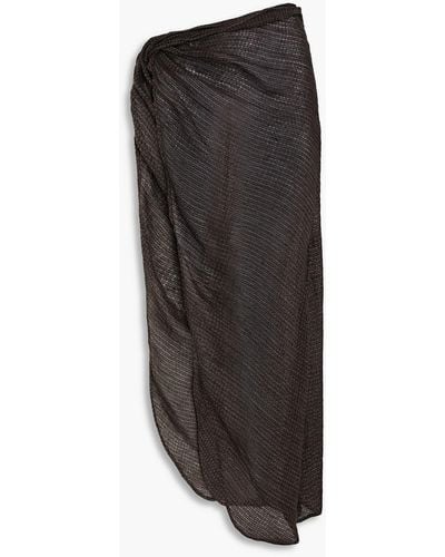LeKasha Draped Linen-gauze Maxi Skirt - Black