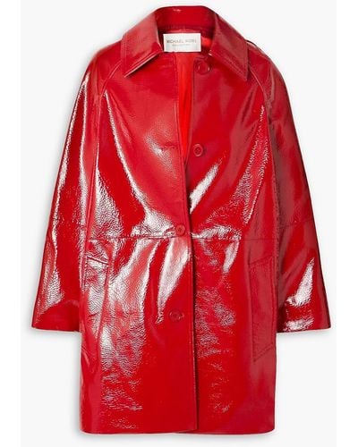 Michael Kors Textu Patent-leather Coat - Red