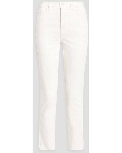 FRAME Aunt Distressed High-rise Skinny Jeans - White