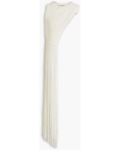 Valentino Garavani Asymmetrisches oberteil aus einer baumwollmischung mit fransen - Weiß