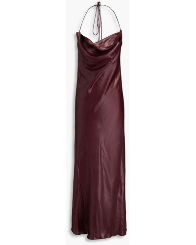Stella McCartney Drapiertes slip dress aus glänzendem twill in midilänge - Lila