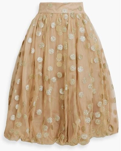 Zimmermann Glittered Polka-dot Tulle Skirt - Natural