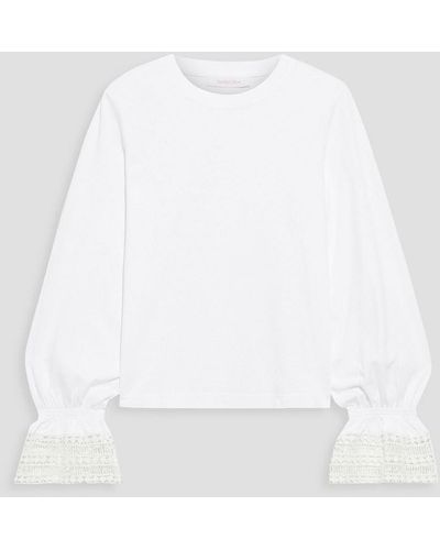 See By Chloé Guipure Lace-trimmed Cotton-jersey Top - White