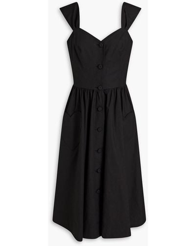 Moschino Gathered Cotton-blend Poplin Dress - Black