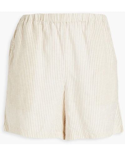 Rag & Bone Maye Striped Modal And Linen-blend Shorts - Natural