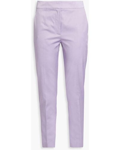 Moschino Scalloped Cotton-blend Tapered Trousers - Purple