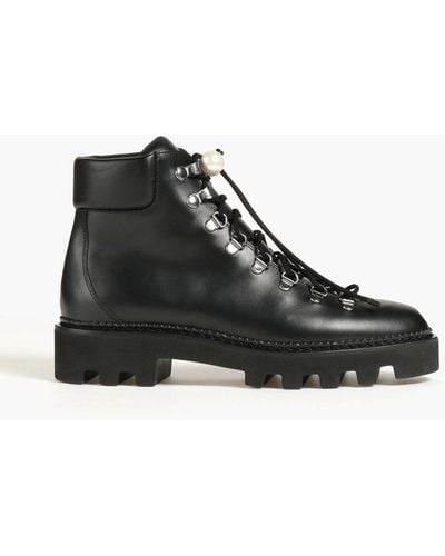 Nicholas Kirkwood Delf Embellished Leather Combat Boots - Black