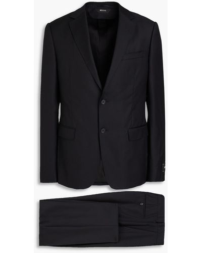 Zegna Wool-jacquard Suit - Black