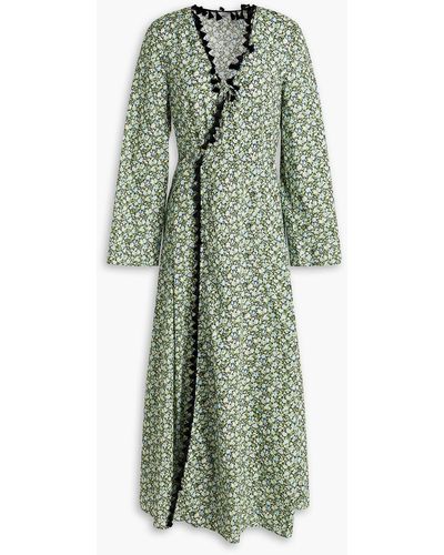 Marysia Swim Wrap-effect Floral-print Cotton Midi Dress - Green