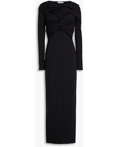 Anna Quan Cutout Twisted Ribbed Stretch-cotton Jersey Midi Dress - Black