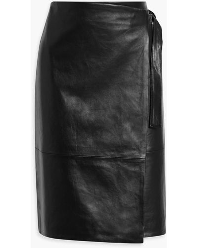 Iris & Ink Joline Leather Wrap Skirt - Black