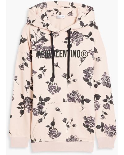 RED Valentino Printed French Cotton-blend Terry Hoodie - Natural