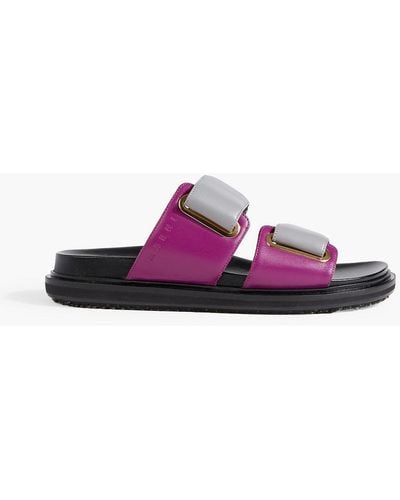 Marni Two-tone Padded Leather Sandals - Purple