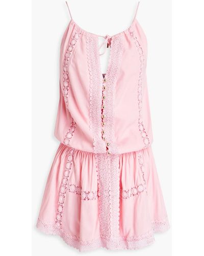 Melissa Odabash Chelsea Crocheted Lace-trimmed Voile Mini Dress - Pink