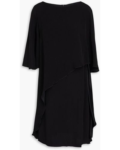 Emporio Armani Ruffled Crepe-satin Dress - Black