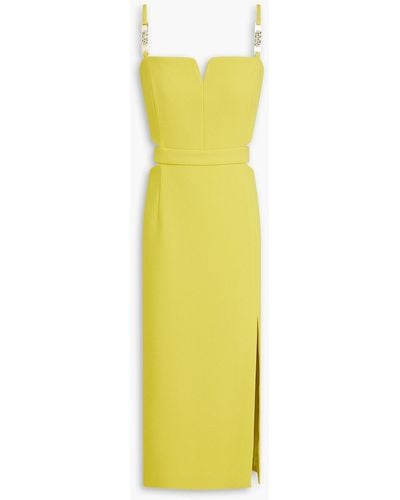 Rebecca Vallance Iman Chain-embellished Cutout Crepe Midi Dress - Yellow