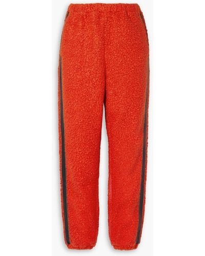 STAUD Chutes Faux Leather-trimmed Fleece Track Trousers - Red