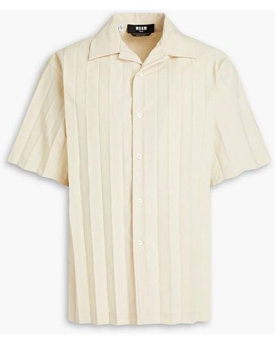 MSGM Pleated Ripstop Shirt - White