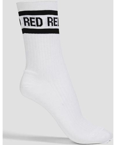 Red(V) Intarsia Cotton-blend Socks - Black