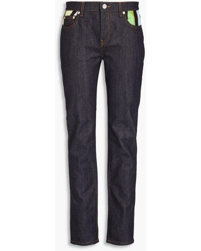 Emilio Pucci Twill-trimmed Mid-rise Slim-leg Jeans - Blue