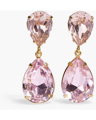 Jennifer Behr Judy Gold-tone Crystal Earrings - Pink