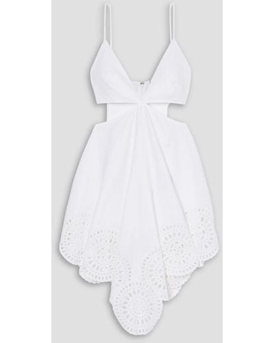 Stella McCartney Cutout Asymmetric Broderie Anglaise Poplin Mini Dress - White