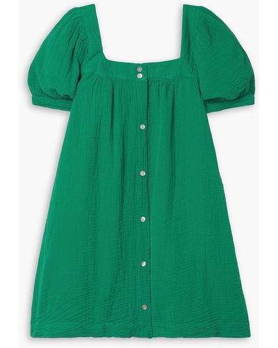 Honorine Francoise Cotton-gauze Mini Dress - Green