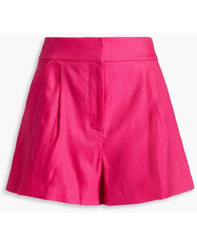 Veronica Beard Velia Pleated Cotton-blend Shorts - Pink