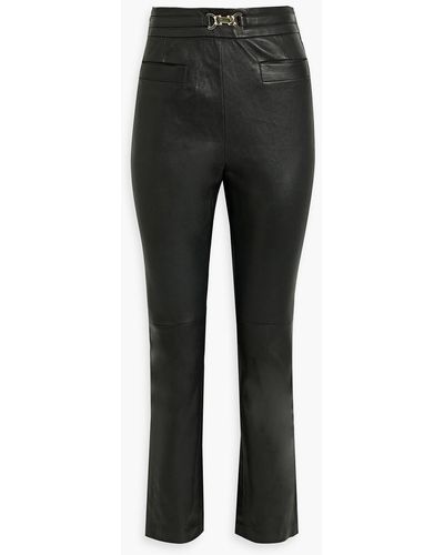 10 Crosby Derek Lam Fia Belted Leather Slim-leg Pants - Black