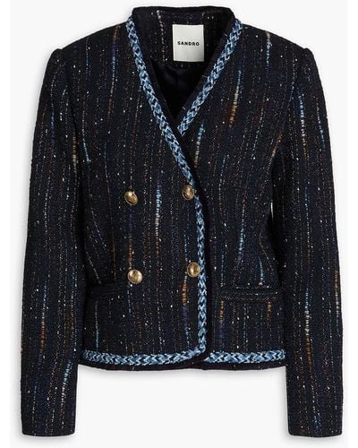 Sandro Colobri doppelreihige jacke aus metallic-tweed - Blau