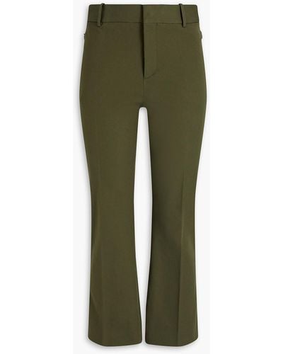 FRAME Le Crop Mini Boot Cropped Stretch Cotton-twill Bootcut Trousers - Green